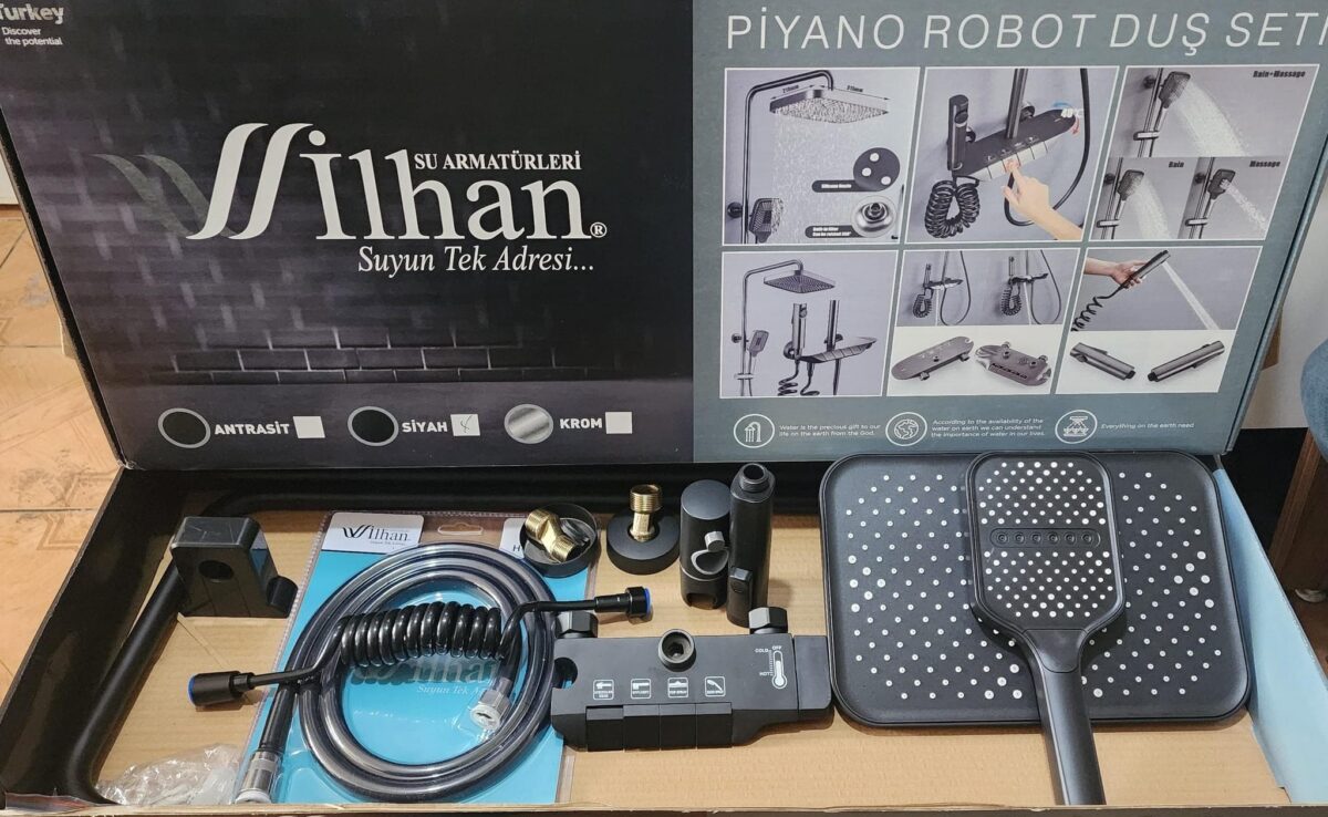 image1-289 İlhan Piyano Robot Duş Seti Antrasit - Görsel 1