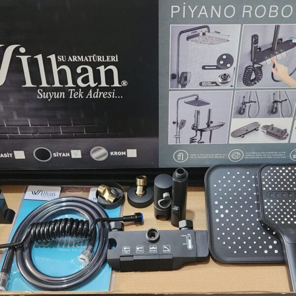İlhan Piyano Robot Duş Seti Antrasit