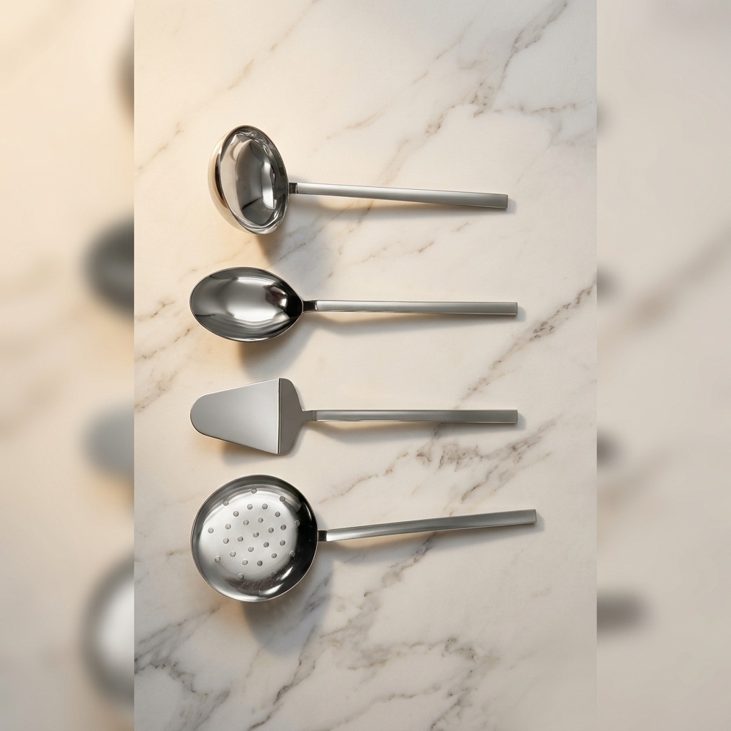 0554662281197.jpg İlkChef 4 Parça Modern Mutfak Servis Seti Paslanmaz Çelik Sunum Gereçleri - Görsel 1