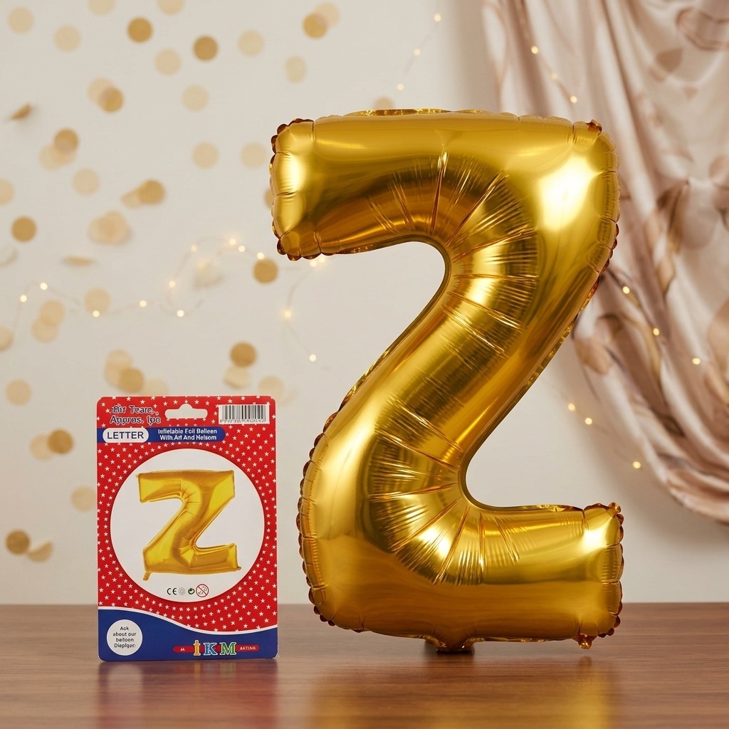 2020190002224.jpg Z Harfi Folyo Balon 76 cm Altın Renk - Görsel 1