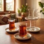 Nar Desenli 12 Parça Çay Seti Yeşil