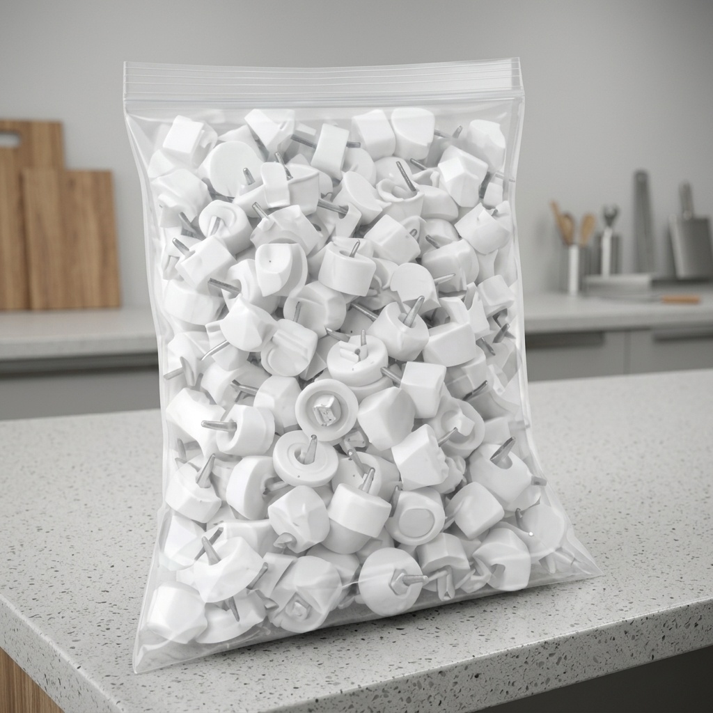 4140000773811.jpg Stilson 100 Adet Beyaz Plastik Başlı Çivili Raf Pimi - Görsel 1