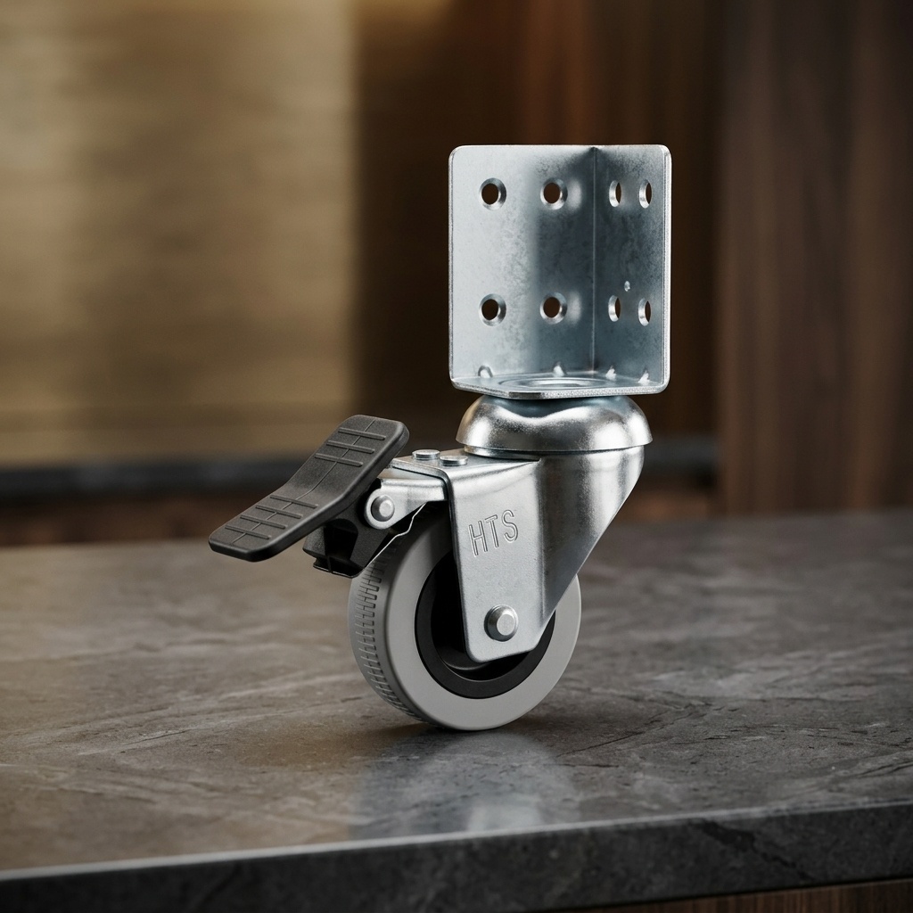 4140000782585.jpg Hts-334 L 50x20 Frenli Tablalı Mobilya Tekeri - Görsel 1