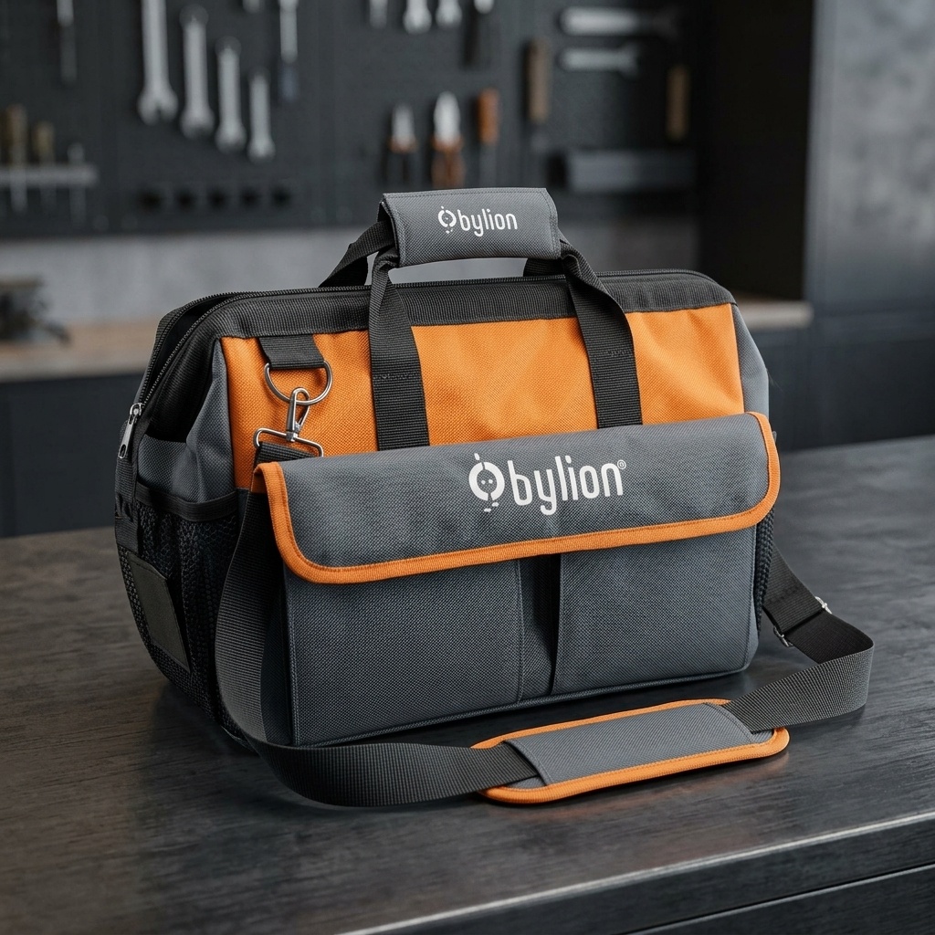 4140001139104.jpg Bylion 12'' Organizer Bez Takım Çantası 31x22x10 cm - Turuncu/Gri - Görsel 1