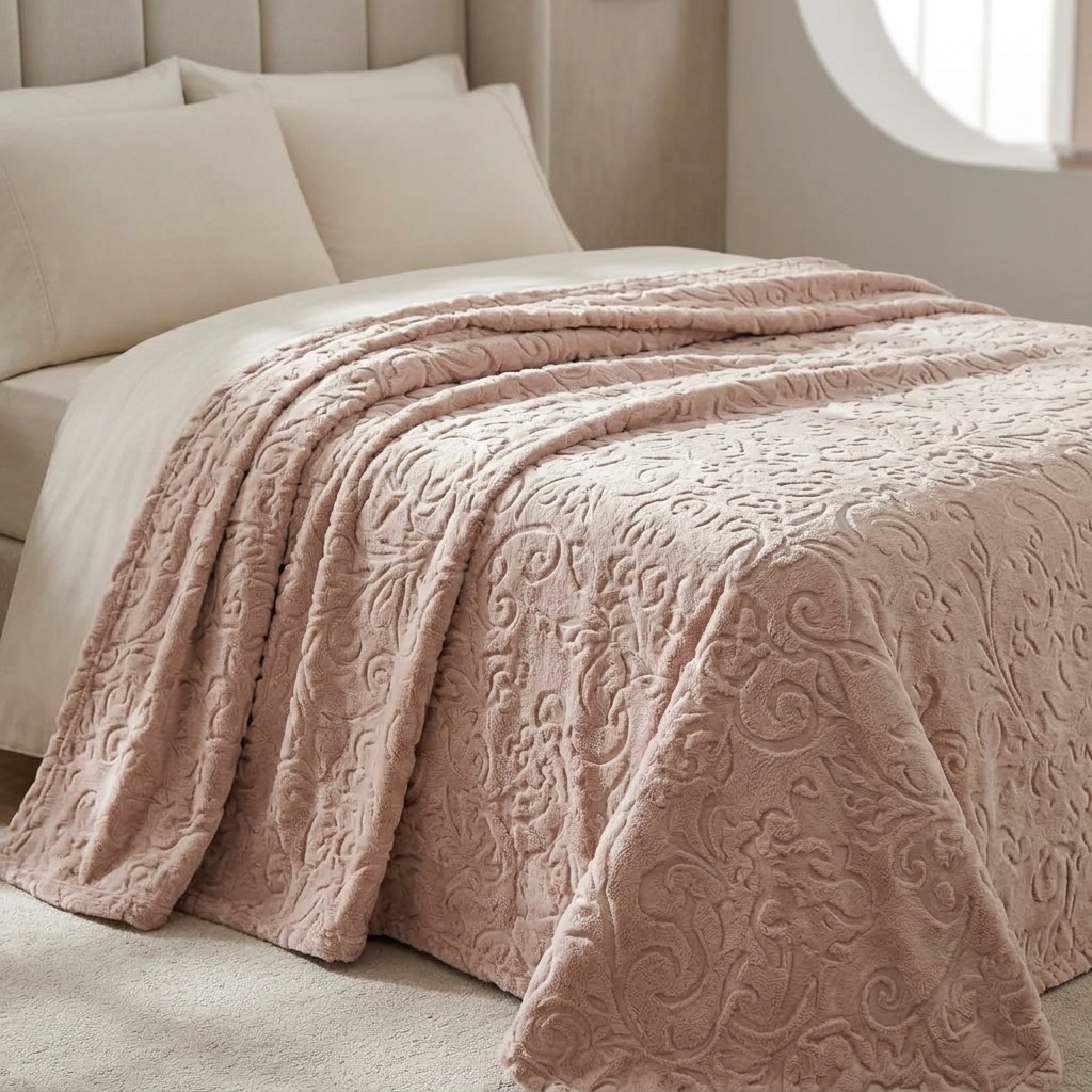 44480097.jpg İpekçe Elite Embos Vizon Battaniye 220x240 cm Çift Kişilik - Görsel 1