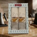 Mercan Rose Kahve Desenli İkili Mutfak Havlusu Seti