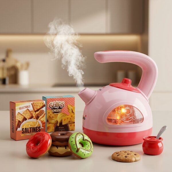Duman Toys Little Gourmet Işıklı, Sesli ve Buharlı Oyuncak Kettle Seti Pembe