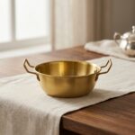 Gold Metal Çift Kulplu Sunumluk 14 cm | Dekoratif Servis Tabağı