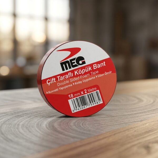MEG 18 mm x 2 Metre Çift Taraflı Köpük Bant