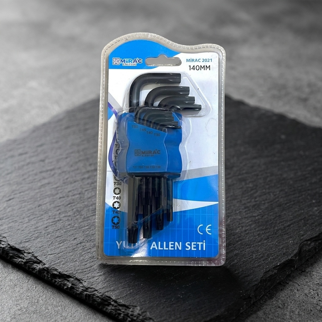 6998953496312.jpg Miraç 2021 140 mm Yıldız Torx Alyan Takımı Kısa - Görsel 1