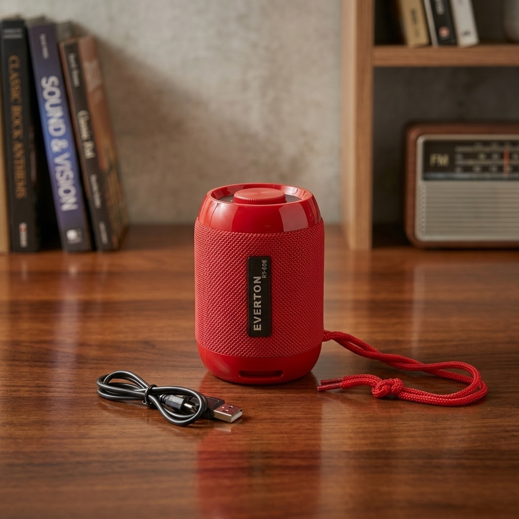 7453025168089.jpg Everton RT-808 Bluetooth Hoparlör FM Radyolu Kırmızı Ses Bombası - Görsel 1