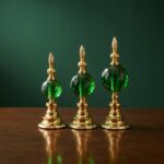 3'lü Dekoratif Desenli Gold Detaylı Küre Seti | Premium Biblo Koleksiyonu