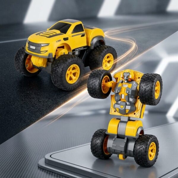 KS-21Y Kumandalı Şarjlı Robota Dönüşen Sarı Stunt Araba