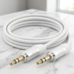 Subzero AX60 1 Metre Aux Kablo - Altın Kaplama 3.5mm Metal Stereo Ses Aktarma Kablosu Beyaz