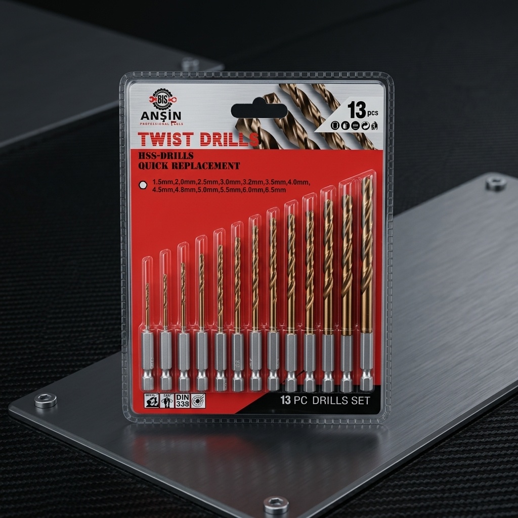 8613351564118.jpg Anşin 13 Parça HSS Metal Matkap Ucu Seti Hex Şaft - Görsel 1