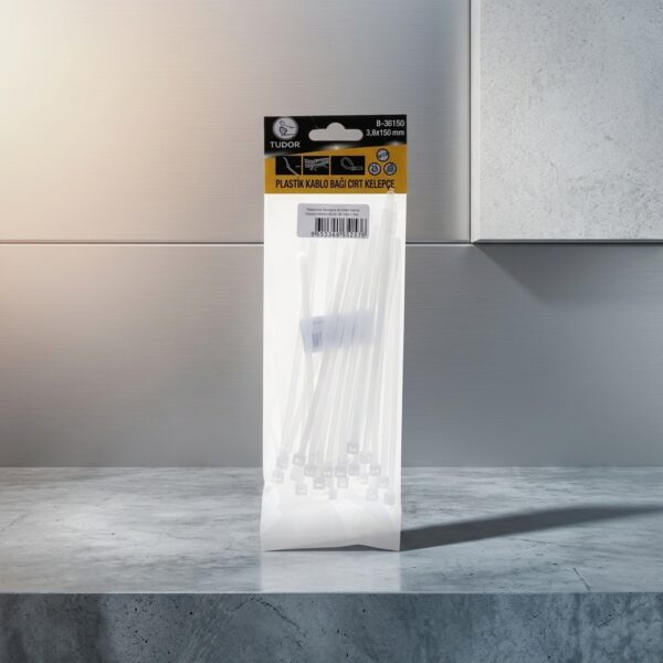 TUDOR 3,6x150 mm Beyaz Plastik Cırt Kelepçe 25 Adet