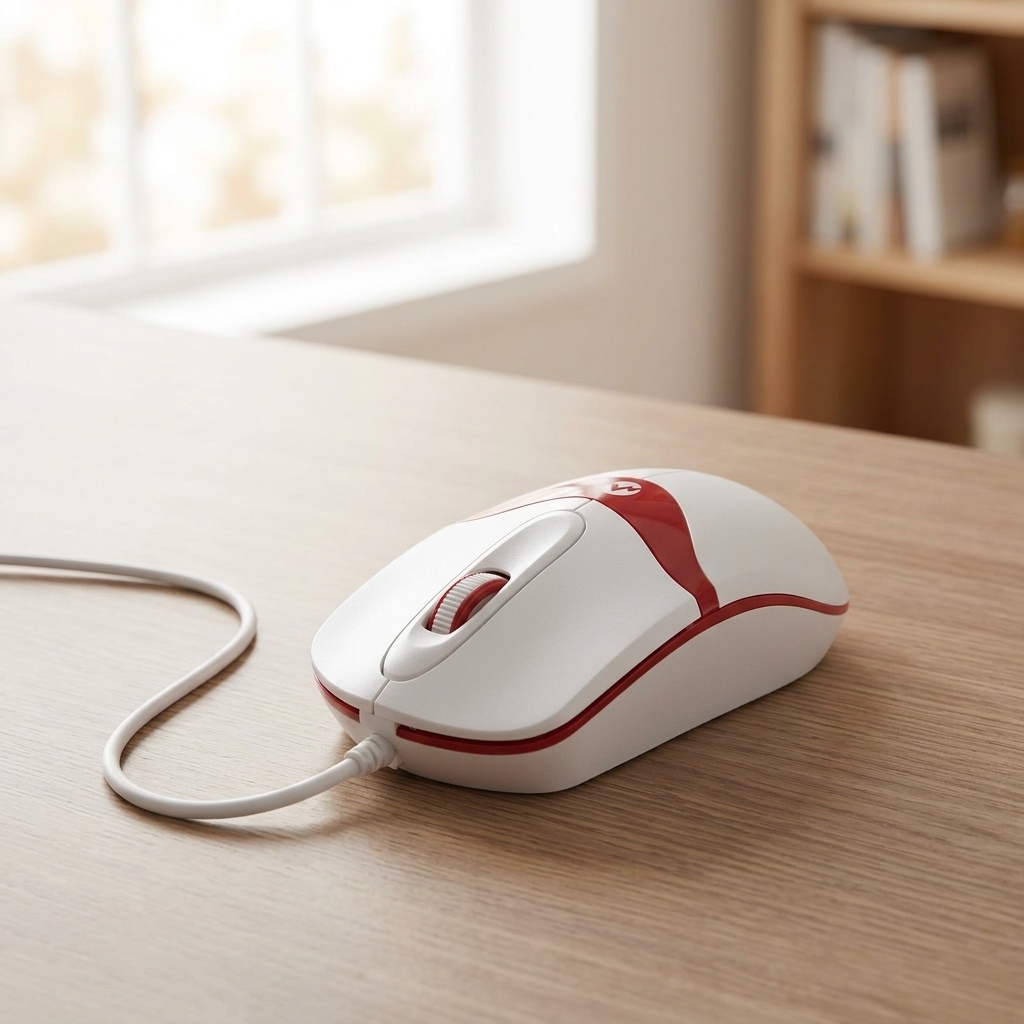 8680096112263.jpg Everest SM-220 USB Kablolu Optik Mouse Beyaz Kırmızı - Görsel 1