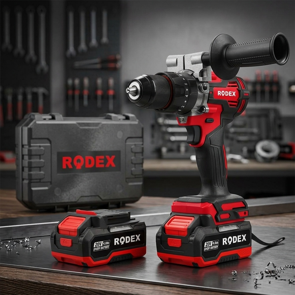 8680470060876.jpg Rodex 20V 4.0Ah Kömürsüz Darbeli Akülü Matkap ve Vidalama Seti - Görsel 1