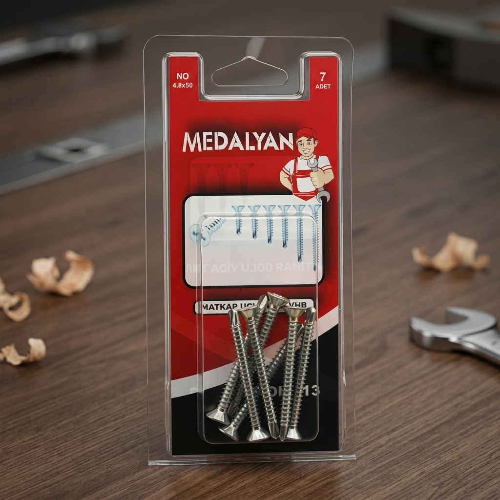 8680838413528.jpg Medalyan 4.8x50 Matkap Uçlu Vida 7'li Paket - Görsel 1