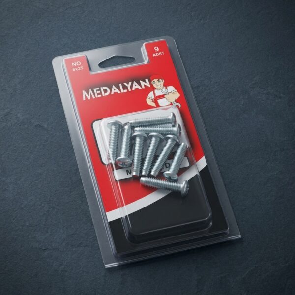 Medalyan 6x25 mm YSB Yıldız Başlı Vida 9 Adet