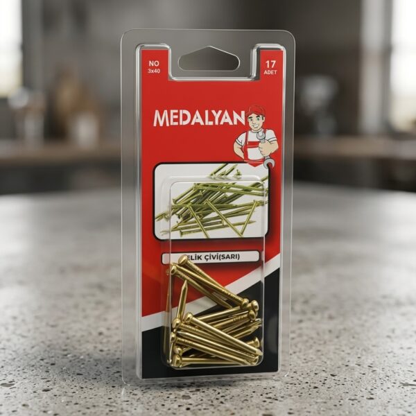 Medalyan Dl-72 3x40 Sarı Çelik Çivi 17 Adet