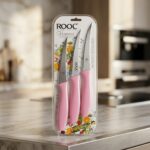 Rooc Harvest 3'lü Lazer Kesim Meyve Sebze Bıçağı Seti - Pembe