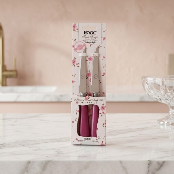 ROOC HST082 2'li Vintage Pembe Meyve Bıçak Seti