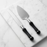 Rooc Kristal Saplı Pasta Spatula ve Bıçak Servis Seti Siyah
