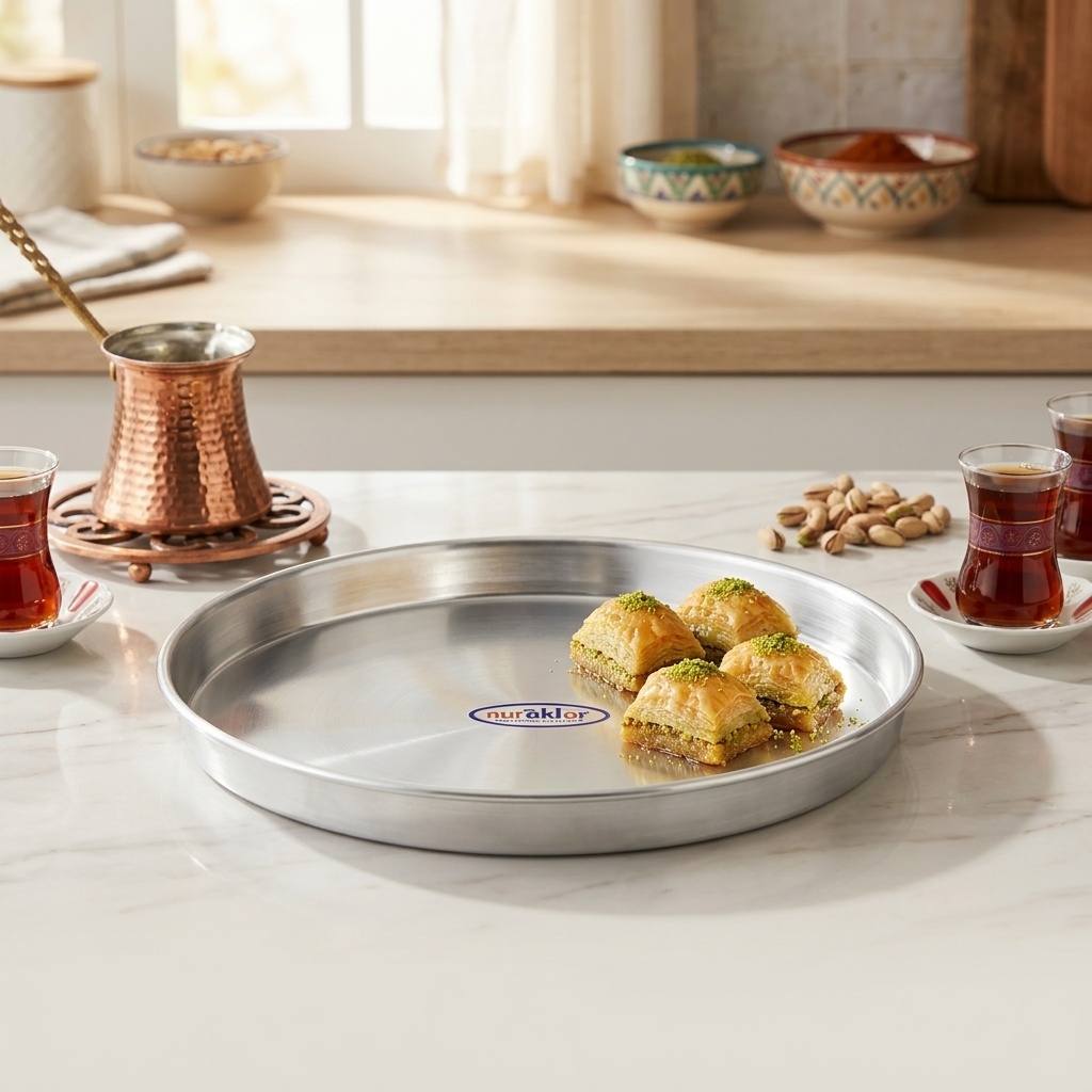 8681072322423.jpg Nuraklar No:34 Yuvarlak Alüminyum Baklava Tepsisi - Görsel 1