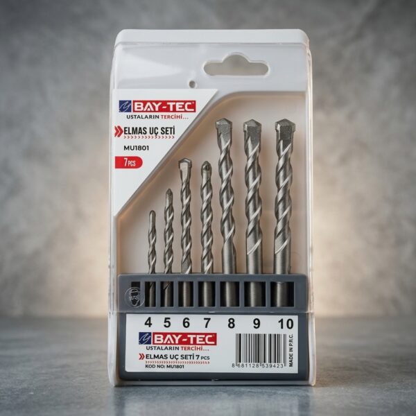 Bay-Tec MU1801 7 Parça Beton Delme Elmas Uç Seti 4-10 mm