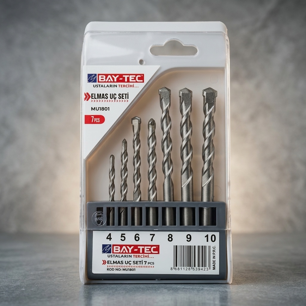 8681128539423.jpg Bay-Tec MU1801 7 Parça Beton Delme Elmas Uç Seti 4-10 mm - Görsel 1