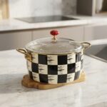 Kitchen Beyond Emaye Kızartma Tenceresi 22 cm Dama Desenli