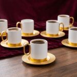 ACAR Aurora 6 Kişilik Porselen Kahve Fincanı Takımı - 90 ml