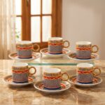 ACAR Vietri-Kimberly-Riviera 6 Kişilik Porselen Kahve Fincanı Takımı - 90 ml