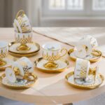 Acar Leoni 6 Kişilik Gold Detaylı Kahve Fincan Takımı 90 ml