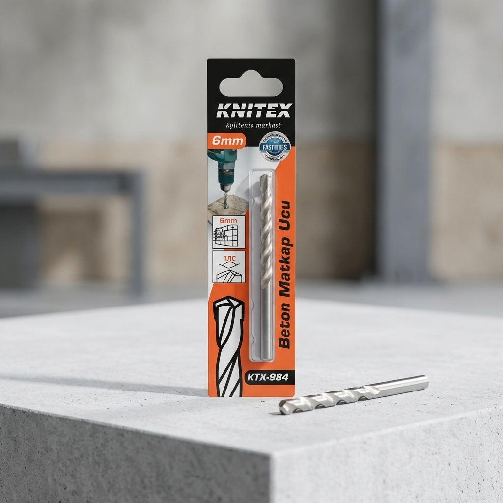 8681190409914.jpg Knitex 6mm Beton Matkap Ucu KTX-984 - Dayanıklı Çelik Matkap Ucu - Görsel 1