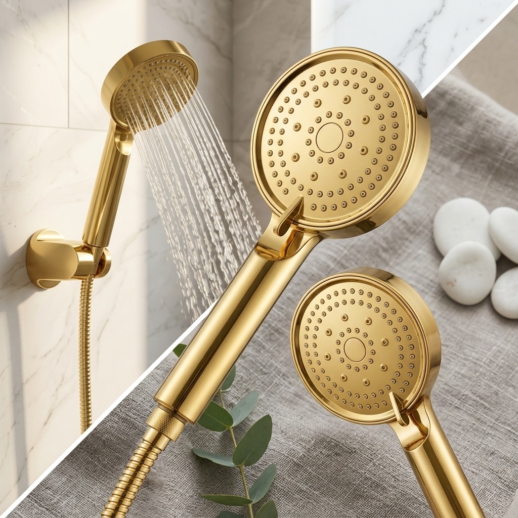 8681190448838.jpg Kinetix Gold Su Tasarruflu Modern Banyo Duş Başlığı Seti - Görsel 1