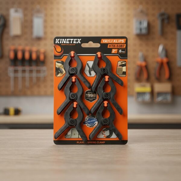 Kinetex KTX-S387 6'lı Yaylı Klips Seti 2 inç Plastik Sıkıştırma Mandalı