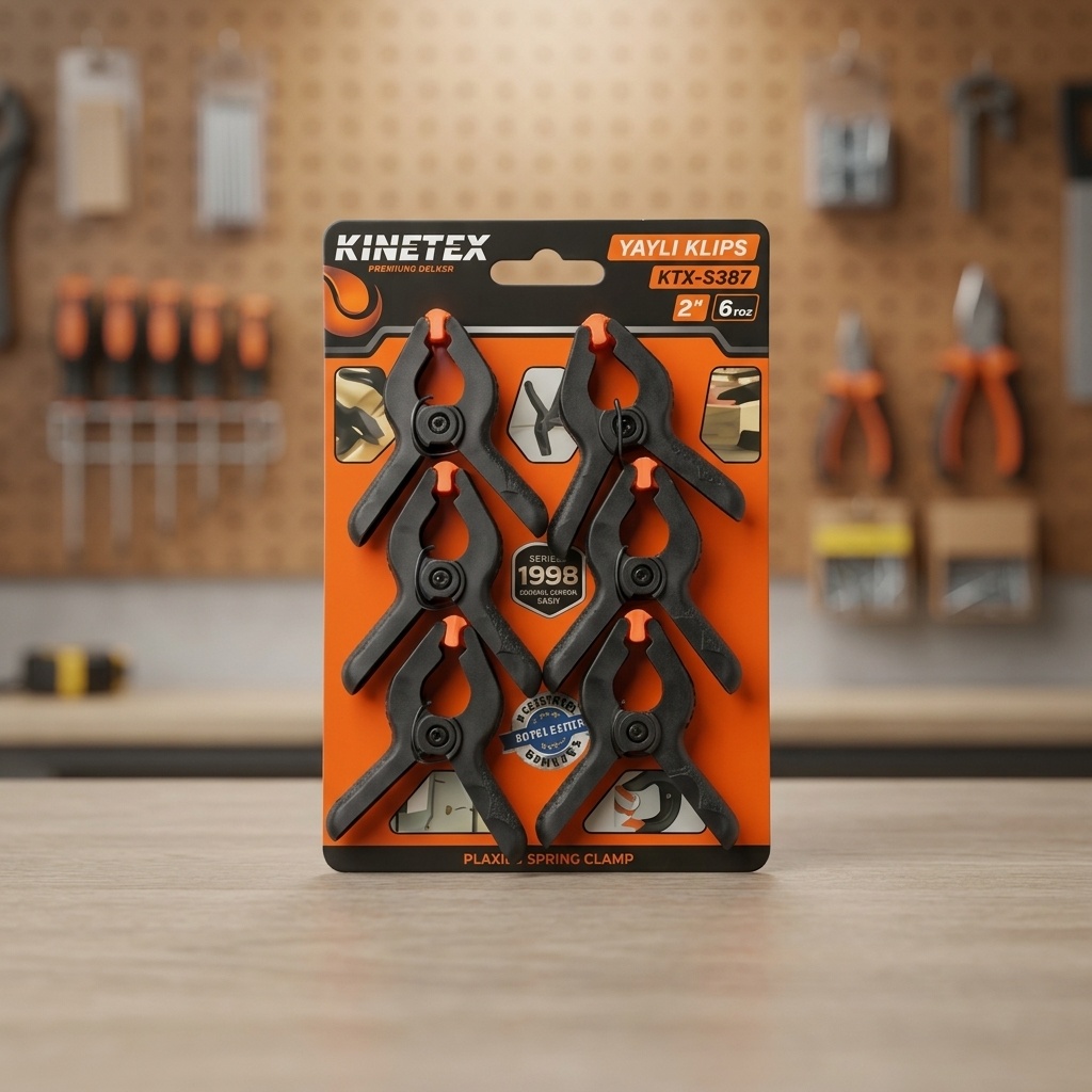 8681190450275.jpg Kinetex KTX-S387 6'lı Yaylı Klips Seti 2 inç Plastik Sıkıştırma Mandalı - Görsel 1