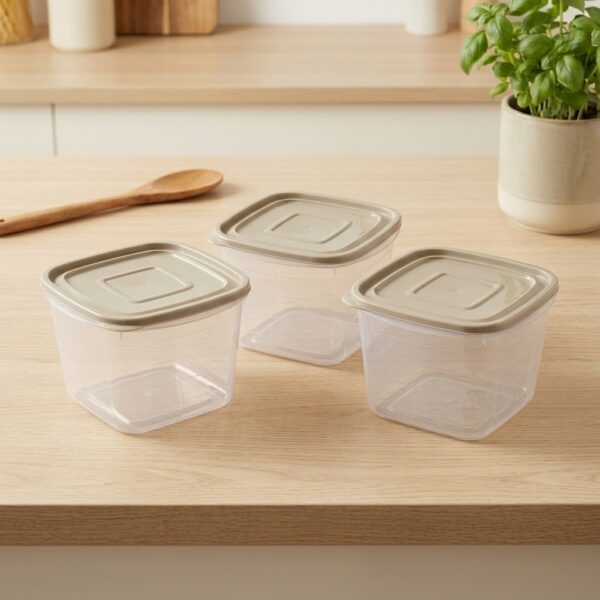 Soft Chef Gloria 3'lü Kare Saklama Kabı Seti 1.9 Lt | BPA Free Vakumlu Kapak
