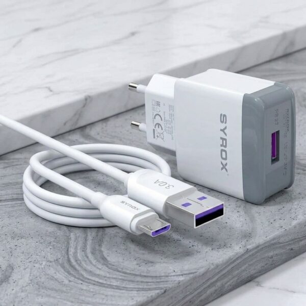 Syrox Q30 3.0A Micro USB Hızlı Şarj Aleti ve Kablo Seti