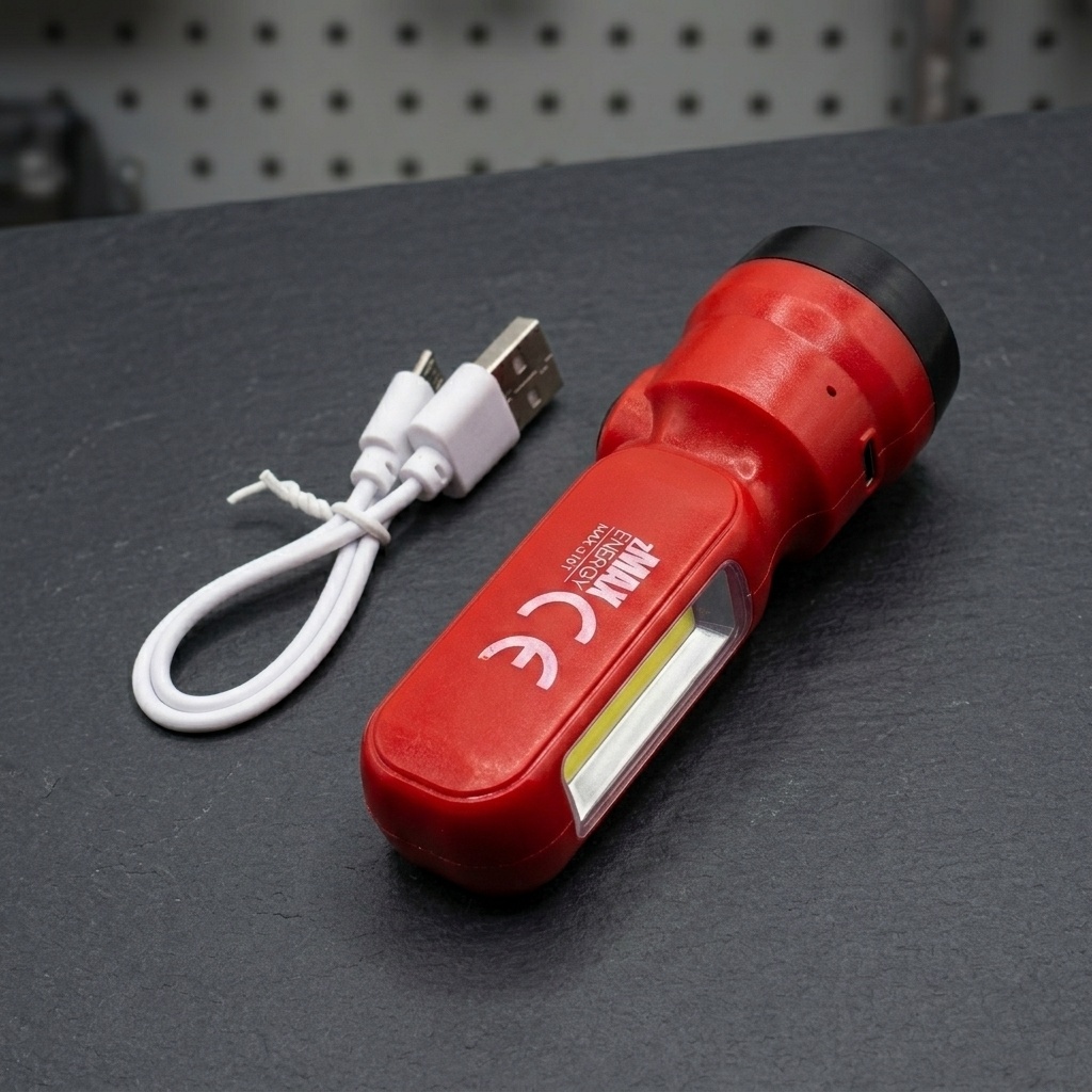 8681689931612-1.jpg Zmax Energy USB Şarjlı LED El Feneri | Yüksek Güçlü Taşınabilir Aydınlatma | Kırmızı - Görsel 1