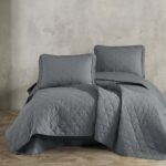 Clasy Tafana V6 Gri Çift Kişilik Kapitoneli Yatak Örtüsü Takımı 260x240 cm