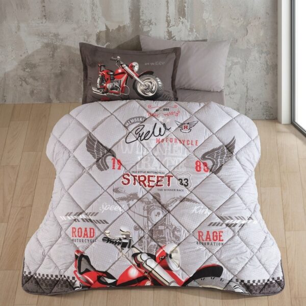 Clasy Tek Kişilik Ranforce Yorgan Seti Street King Gri