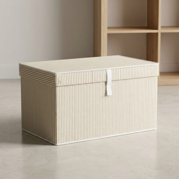 ALAS HOME Mega Plus Kapaklı Hurç 70x40x30 cm Saklama Kutusu - Çizgili