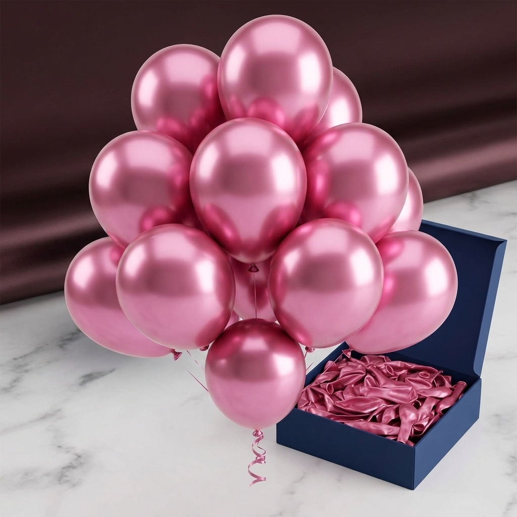 8681944304687.jpg Metalik Balon 12 İnç 30 Cm Pembe 100'lü Paket - Görsel 1
