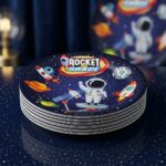 Rocket Space Temalı 8'li Karton Tabak