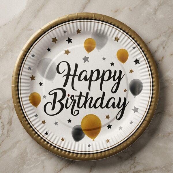 Happy Birthday Baskılı Karton Tabak 23 cm 8'li