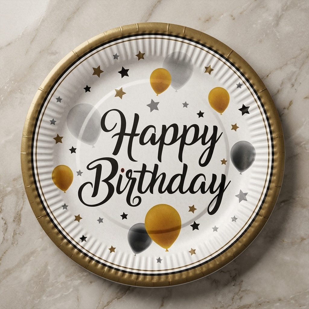 8681944316253.jpg Happy Birthday Baskılı Karton Tabak 23 cm 8'li - Görsel 1