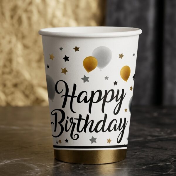 Kika Milestone Happy Birthday Desenli Karton Bardak 8oz 8'li